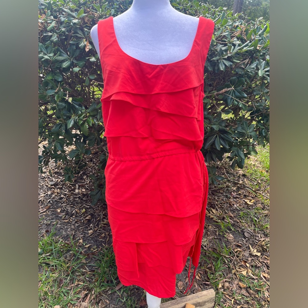 Calvin Klein Red Ruffled Dress Size 16
